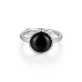 Bague ELLE en argent 925 à cabochon d’agate noire