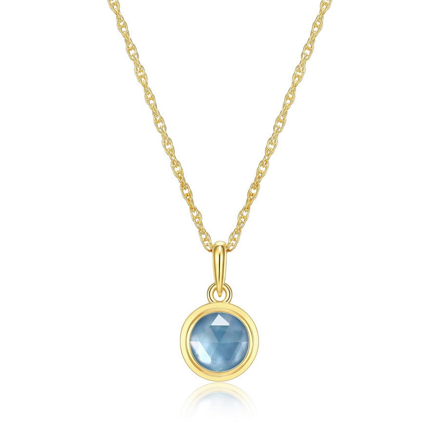 Collier pendentif aigue-marine synthétique Reign en argent 925