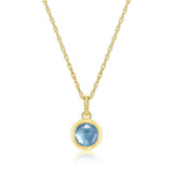 Collier pendentif aigue-marine synthétique Reign en argent 925