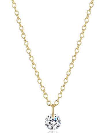 Collier Pendentif Zircon Solitaire Plaqué Or – Reign Argent 925