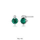 Boucles d'Oreilles Clous Émeraude et Diamants Labo – Elle Argent 925