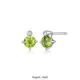 Boucles d'Oreilles Clous Péridot et Diamants Labo – Elle Argent 925