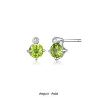 Boucles d'Oreilles Clous Péridot et Diamants Labo – Elle Argent 925