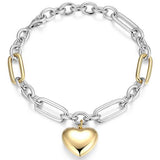 Bracelet Maillons Pendentif Cœur Bicolore – Reign Argent 925