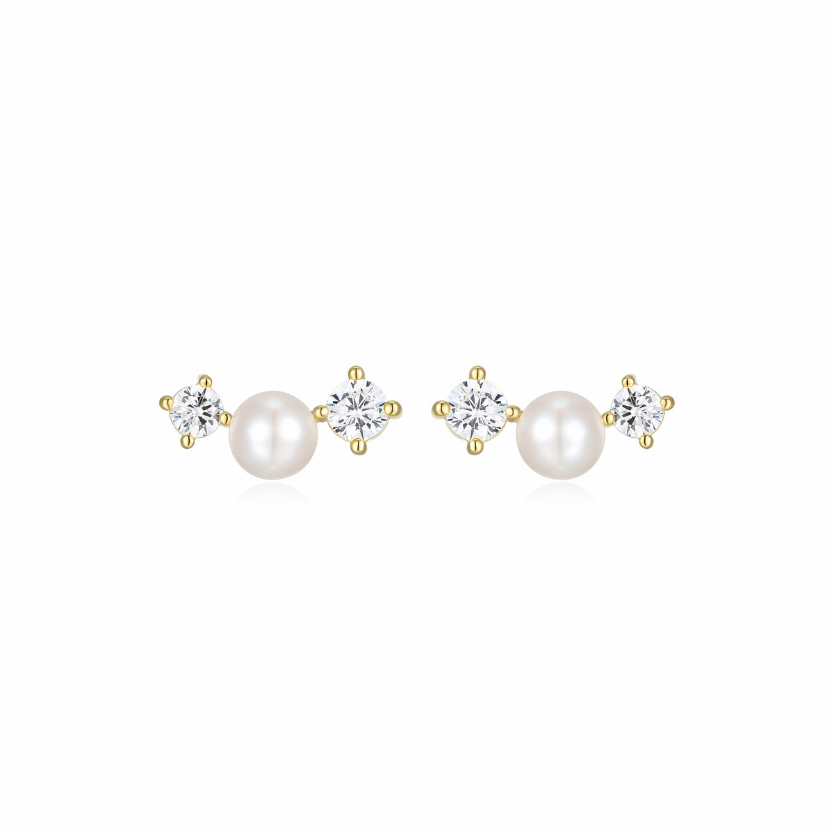 Boucles d’oreilles Reign perle et zircon en argent 925 plaqué or