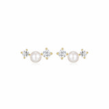 Boucles d’oreilles Reign perle et zircon en argent 925 plaqué or