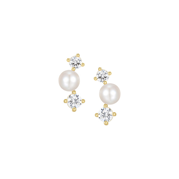 Boucles d’oreilles Reign perle et zircon en argent 925 plaqué or — vue 2