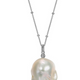 Collier Chaîne Billes Pendentif Perle 38po – Elle Argent 925