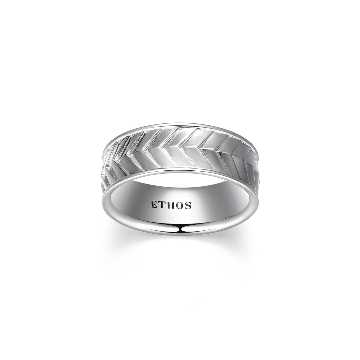 Bague chevron texturée Ethos pour homme en argent 925