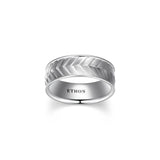 Bague chevron texturée Ethos pour homme en argent 925