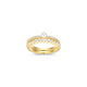 Bague double Reign en argent 925 plaqué or, perle et zircon