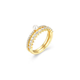 Bague double Reign en argent 925 plaqué or, perle et zircon — vue 2