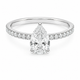 Bague Solitaire Or Blanc 14K Diamant Lab Poire 1,09ct