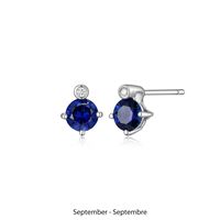 Boucles d'Oreilles Clous Saphir et Diamants Labo – Elle Argent 925