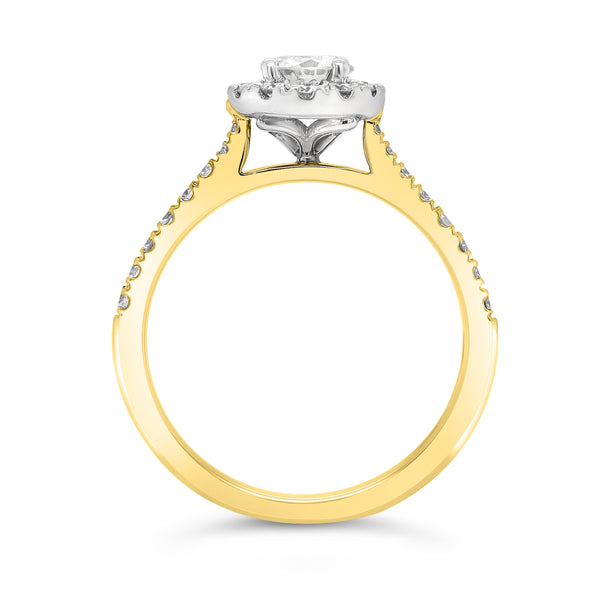 Bague Halo Or Blanc 14K Diamant 1,01ct