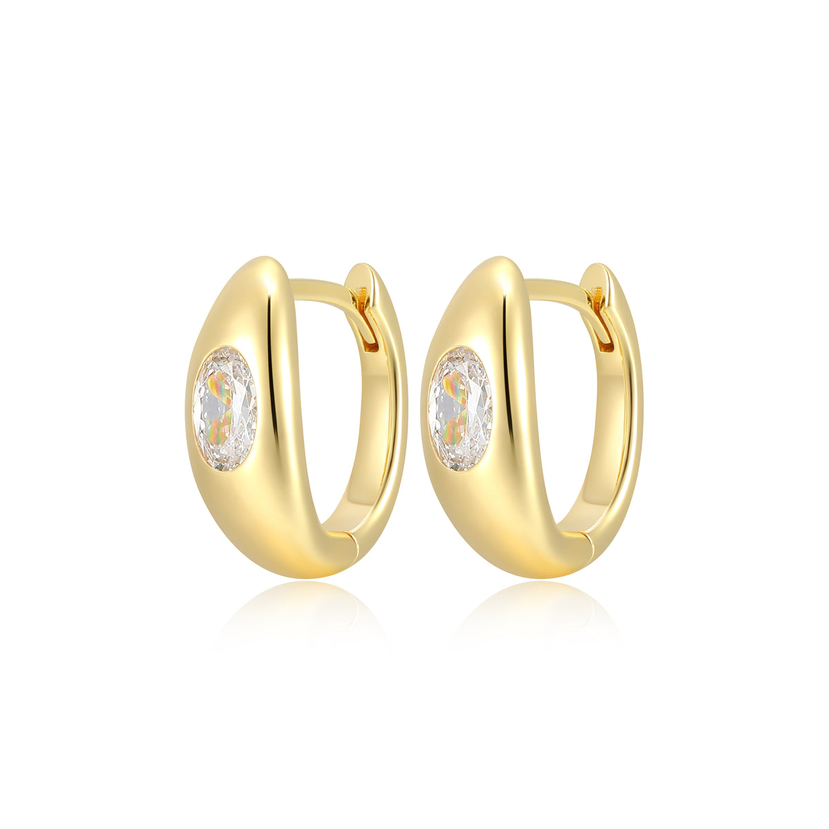 Boucles d’oreilles huggies ovales pavées Reign argent 925 — vue 2