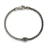 Bracelet Ethos mailles serpent et blé, argent 925 gunmetal