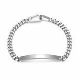 Bracelet gourmette Ethos argent 925, plaque ID rhodiée