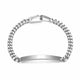 Bracelet gourmette Ethos argent 925, plaque ID rhodiée