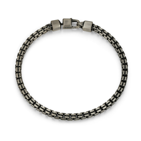 Bracelet Ethos maille franco argent 925, finition gunmetal