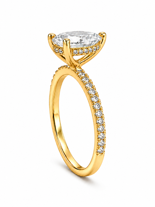 Bague Solitaire Or Blanc 14K Diamant Lab Poire 1,10ct