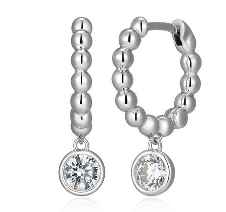 Boucles d'Oreilles Huggies Goutte Zircon – Reign Argent 925