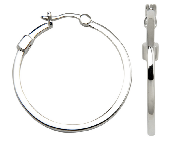 Boucles d'Oreilles Créoles Tube Carré 28mm – Elle Argent 925