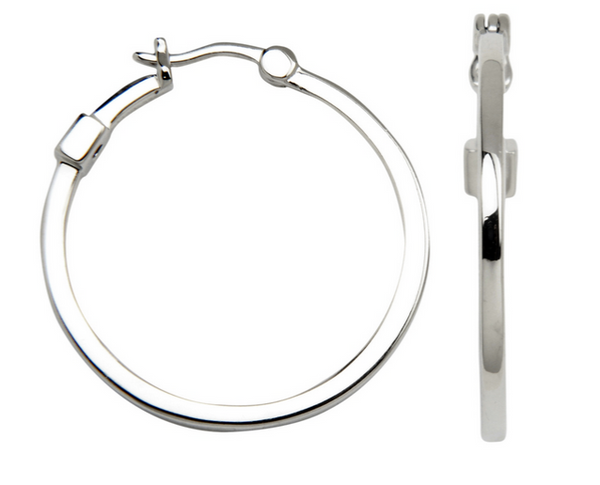 Boucles d'Oreilles Créoles Tube Carré 28mm – Elle Argent 925