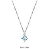 Collier Pendentif Topaze Bleu Ciel et Diamants Labo – Elle Argent 925