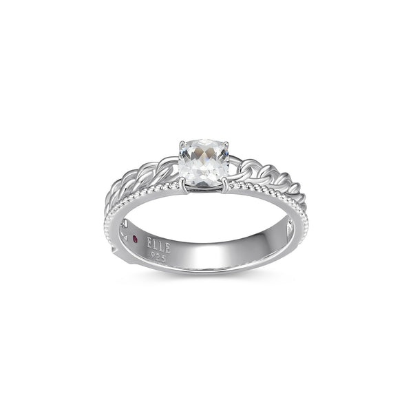 Bague Tressée Saphir Blanc Créé – Elle Argent 925
