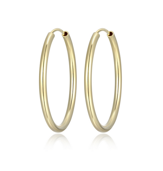 Boucles d'Oreilles Anneaux Dormeuses 30mm Plaqué Or – Reign Argent 925