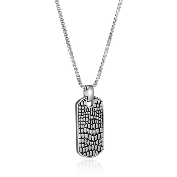 Collier Ethos pendentif dog tag reptile argent 925 — vue 2