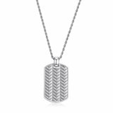 Collier dog tag chevron Ethos argent 925, chaîne corde 24 po