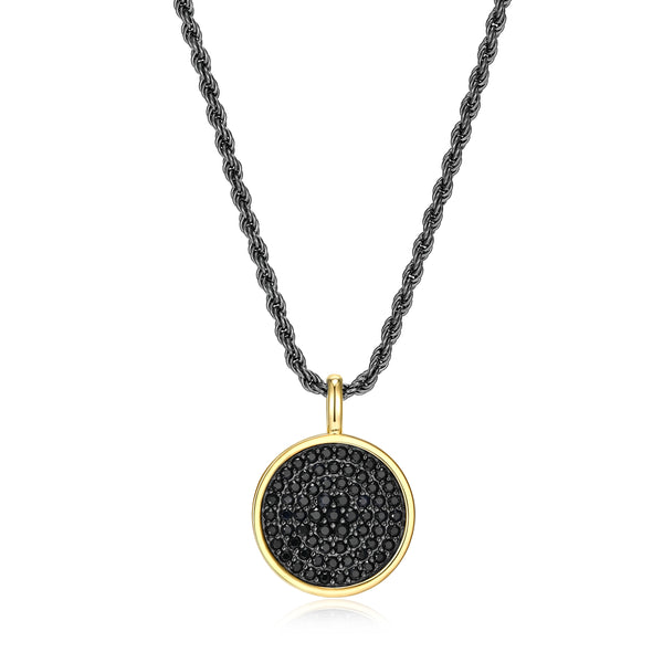 Collier Ethos pendentif disque saphir noir, argent 925
