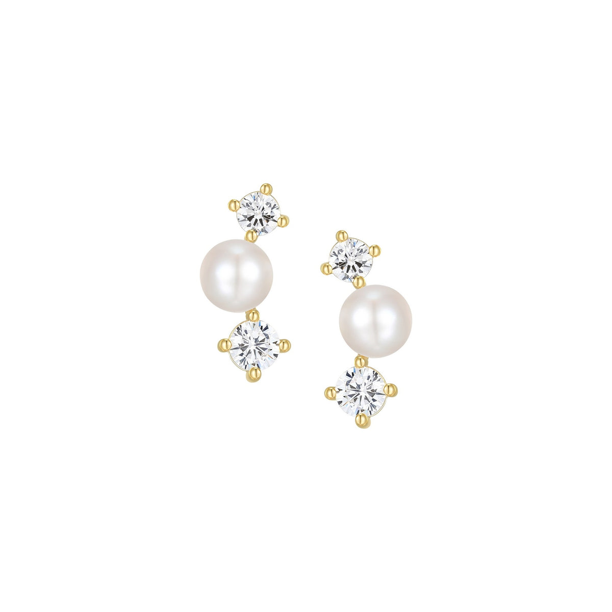 Boucles d'Oreilles Clous Courbés Perle et Zircon – Reign Argent 925
