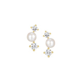 Boucles d'Oreilles Clous Courbés Perle et Zircon – Reign Argent 925