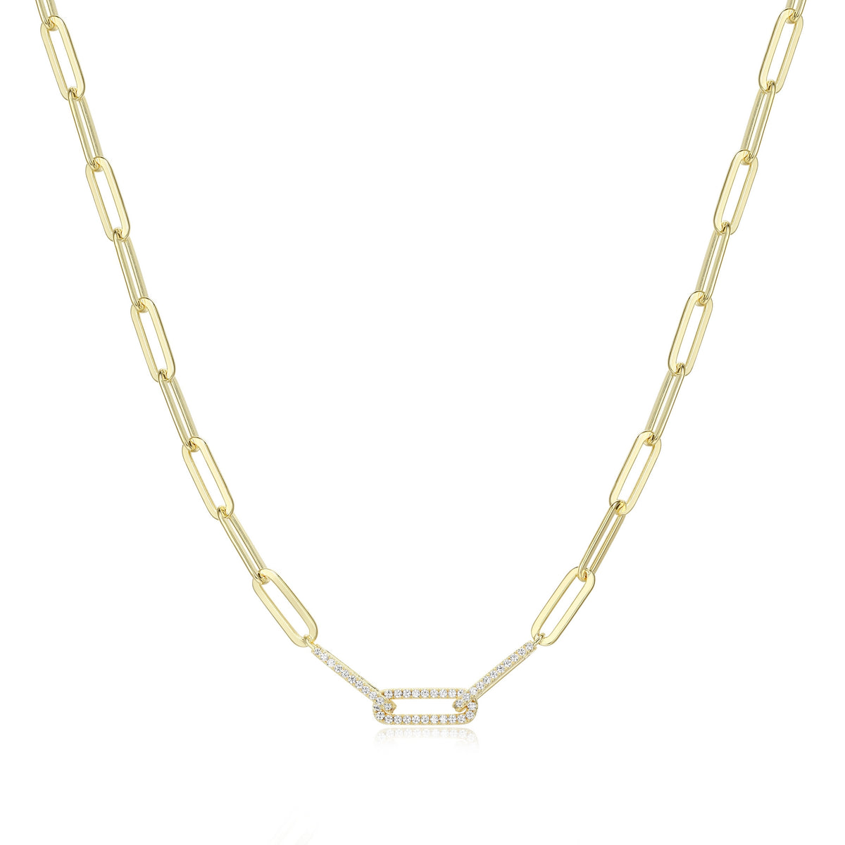 Chaîne Paperclip Pavé Plaqué Or 18K Zircon – Reign