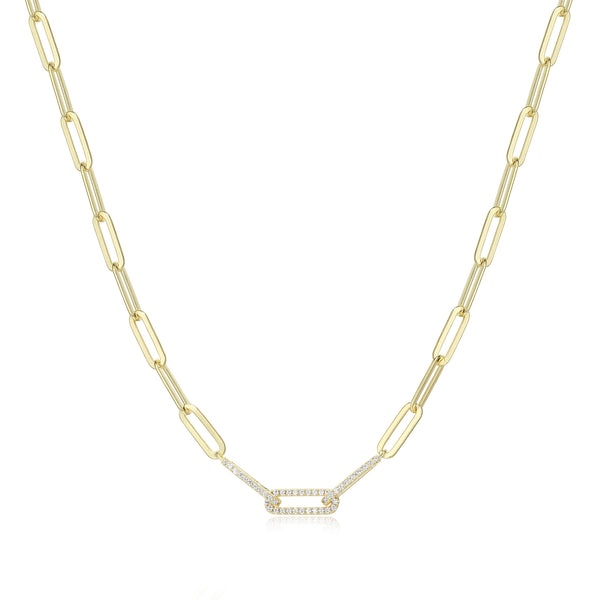 Chaîne Paperclip Pavé Plaqué Or 18K Zircon – Reign