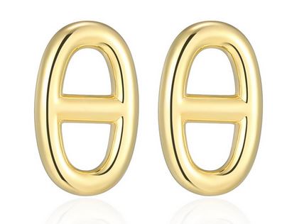 Boucles d'Oreilles Clous Maillons Marins Plaqué Or – Reign Argent 925