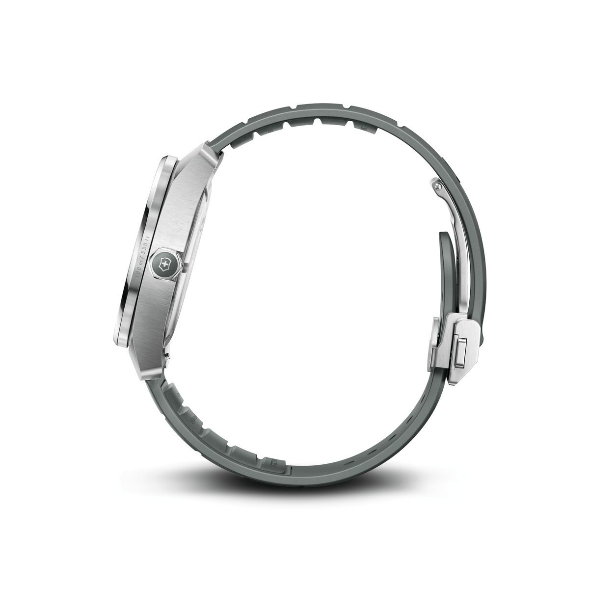 Montre Victorinox Concept One Solar 39 mm cadran gris, bracelet caoutchouc gris, vue de profil, autre côté