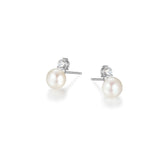 Boucles d'Oreilles Puces Perle et Zircone – Elle Argent 925
