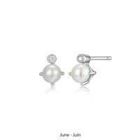Boucles d'Oreilles Clous Perle et Diamants Labo – Elle Argent 925