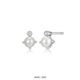 Boucles d'Oreilles Clous Perle et Diamants Labo – Elle Argent 925