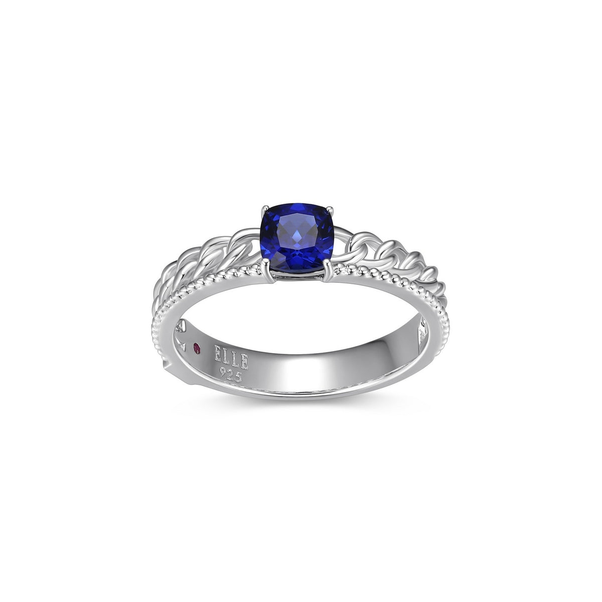Bague Tressée Saphir Synthétique – Elle Argent 925