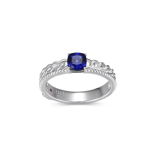 Bague Tressée Saphir Synthétique – Elle Argent 925