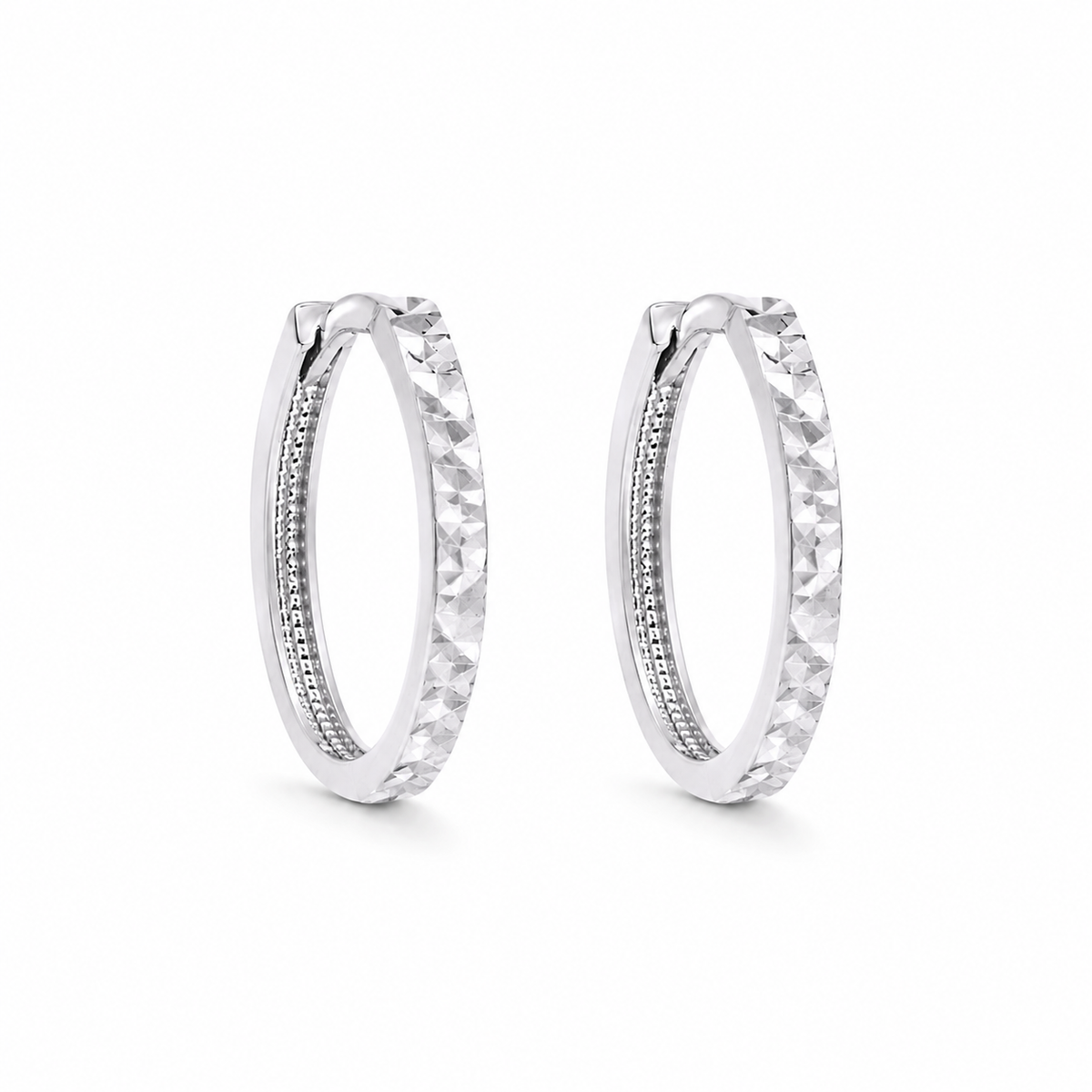 Boucles d'Oreilles Huggies Coupe Diamant Or 10K