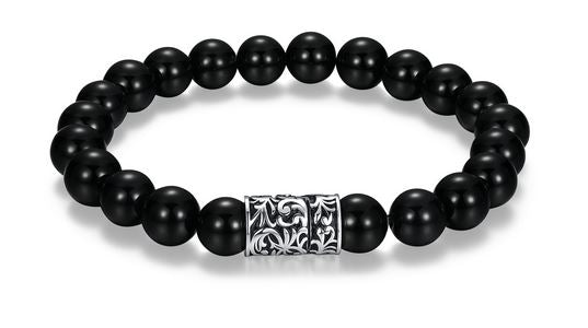 Bracelet Billes Agate Noire – Ethos Argent 925