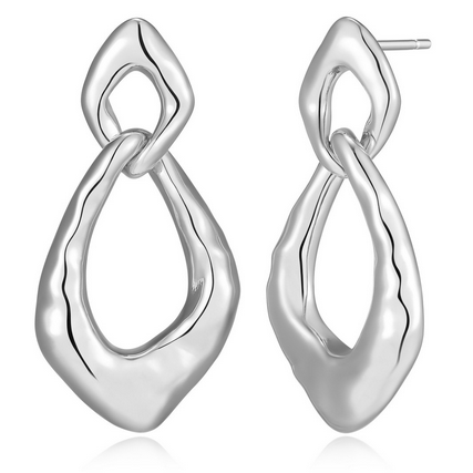 Boucles d'Oreilles Puces Poire Ouverte – Elle Argent 925