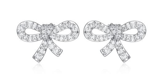 Boucles d'Oreilles Clous Nœud Zircon – Reign Argent 925