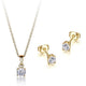 Ensemble Collier et Boucles Zircon Plaqué Or – Reign Argent 925